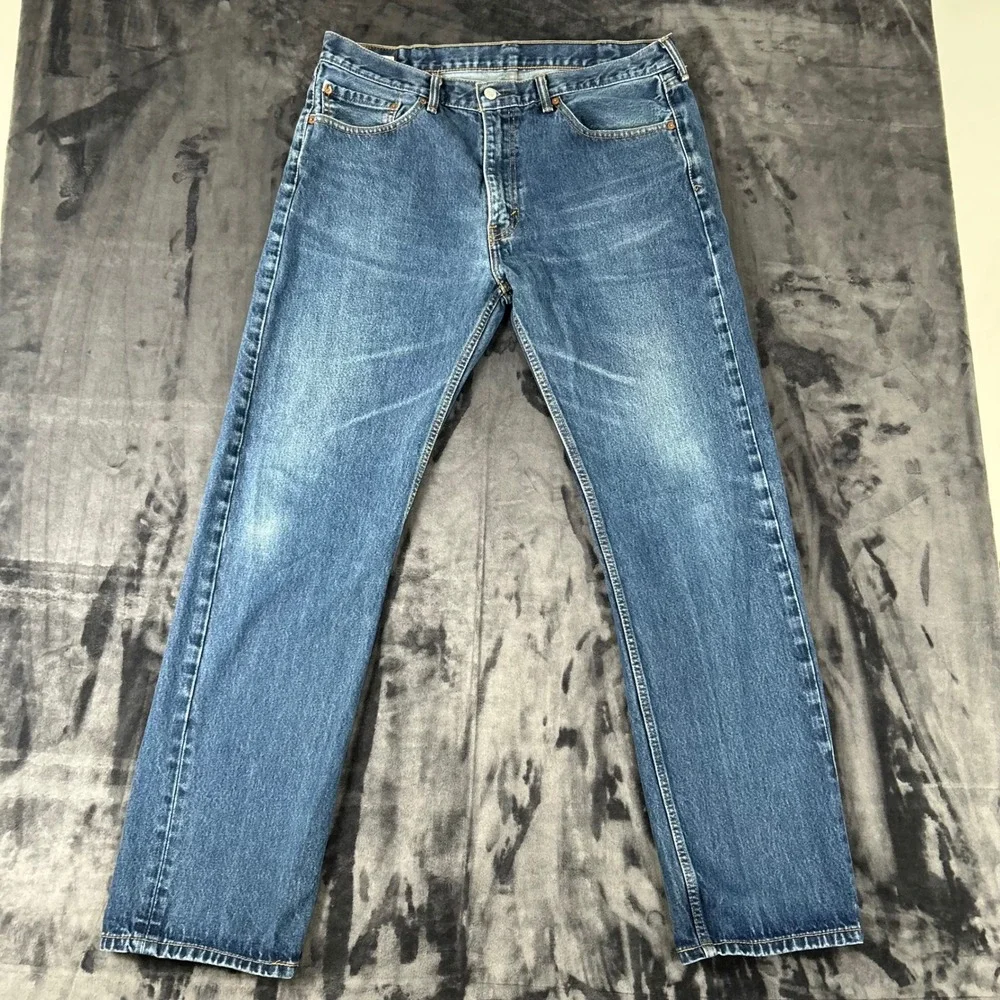 Levi's 505 Regular Fit Jeans Mens 38x34 Blue Medium Wash Straight Leg Denim